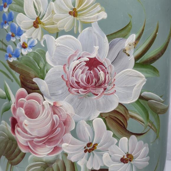 Vintage Plymouth Tole Hand Painted Umbrella Stand Metal Toleware Ball Footed - Picture 7 of 16